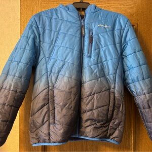 Eddie Bauer Blue and Black Puffer Jacket